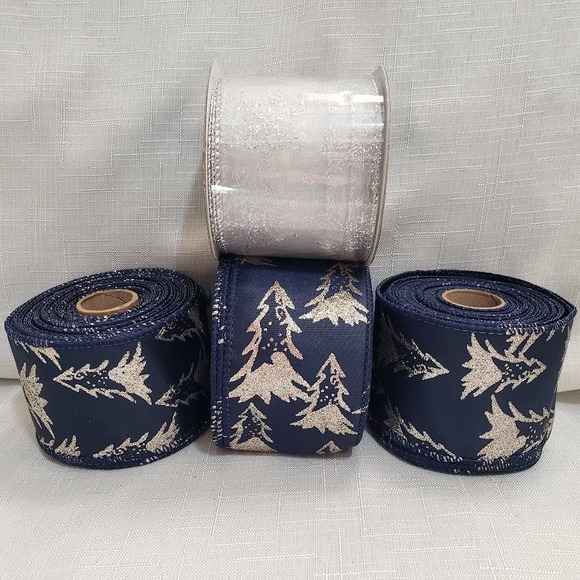 Holiday Burlap Wired Christmas Ribbon Bundle Lot of 4 spools, 2.5" x 10 yd LOT T - Picture 5 of 7